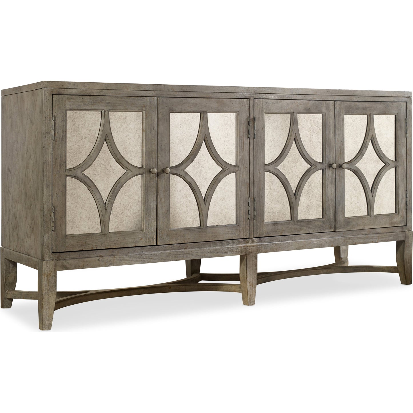 001 SI-1748820 | Primary Silo | Diamante Console by Hooker Furniture in light wood. Made from cherry veneers with antique mirror in a modern style.