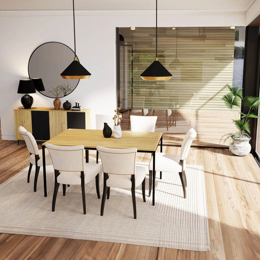 Flynn Dining Table by LH Imports in natural, black. Made from unique in a modern style.
