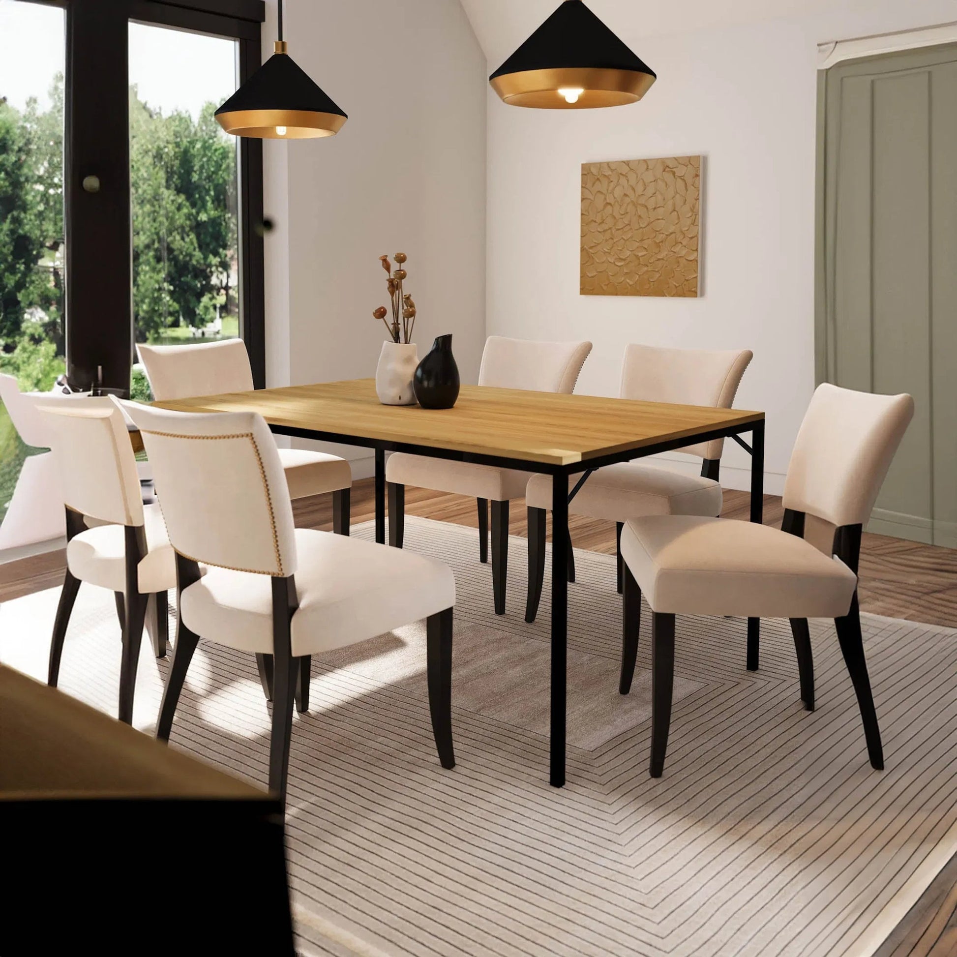 Flynn Dining Table by LH Imports in natural, black. Made from unique in a modern style.