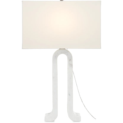 Leo Table Lamp by Currey and Company in white marble. Made from marble in a modern style.