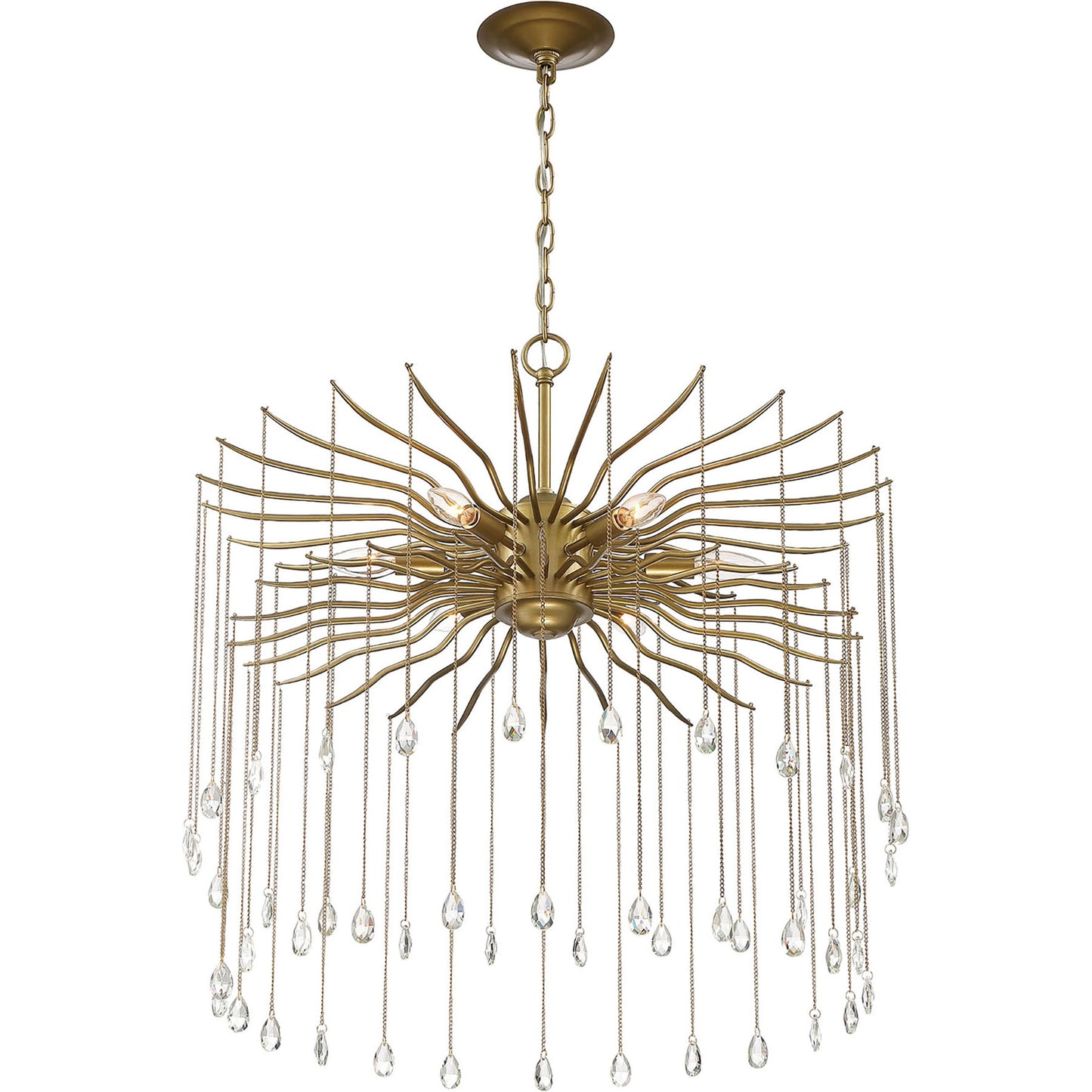 002 SI-1965985 | Additional Silo | Lark 6-Light Chandelier by Lumanity in brass. Made from iron, crystal in a modern style.