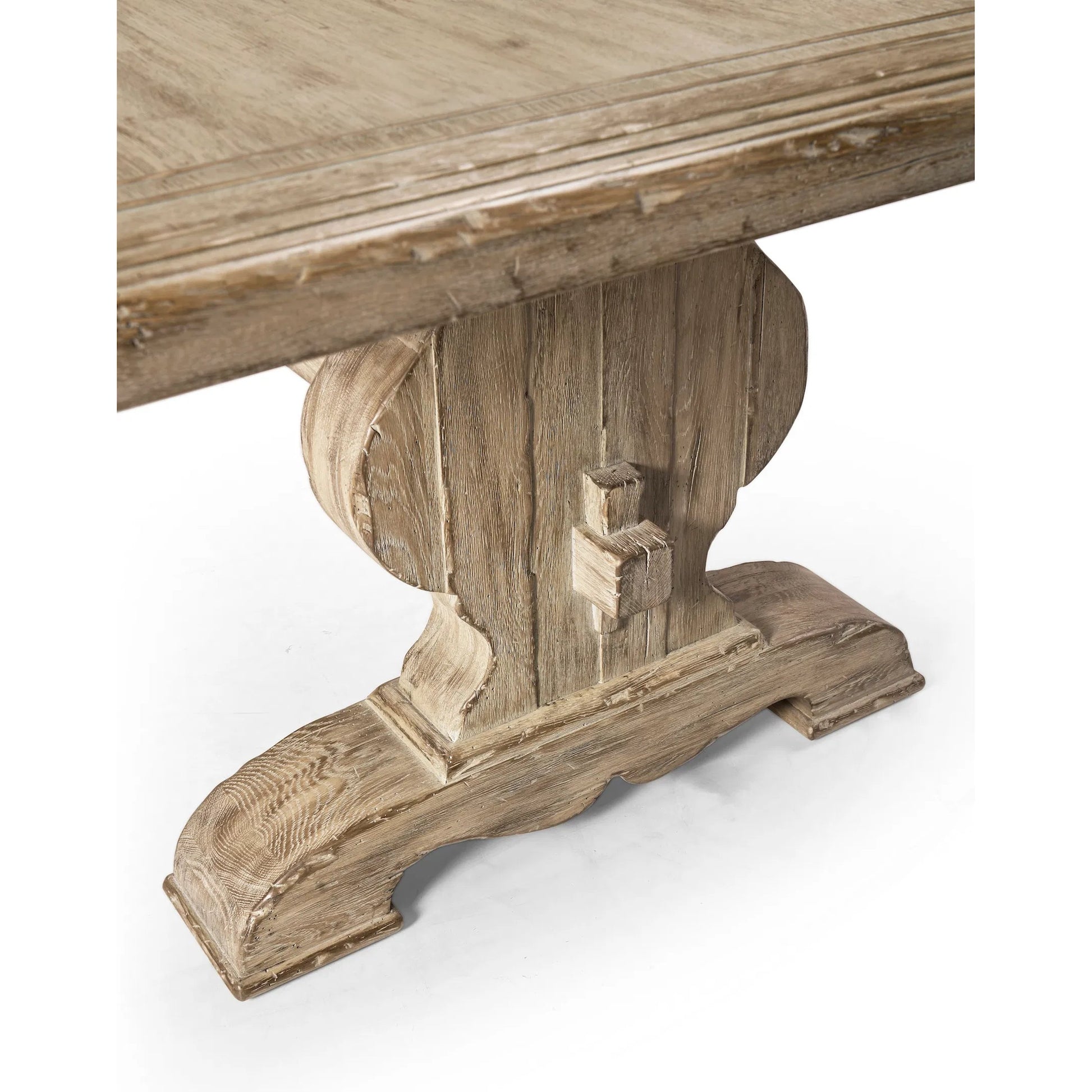 124" Sagehill Rectangular Trestle Table by Jonathan Charles in timberon grey oak. Made from oak in a traditional style.