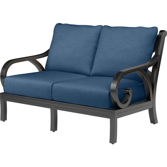 Monterey Outdoor Loveseat by Sunset West in browns. Made from aluminum in a cottage & farmhouse style.