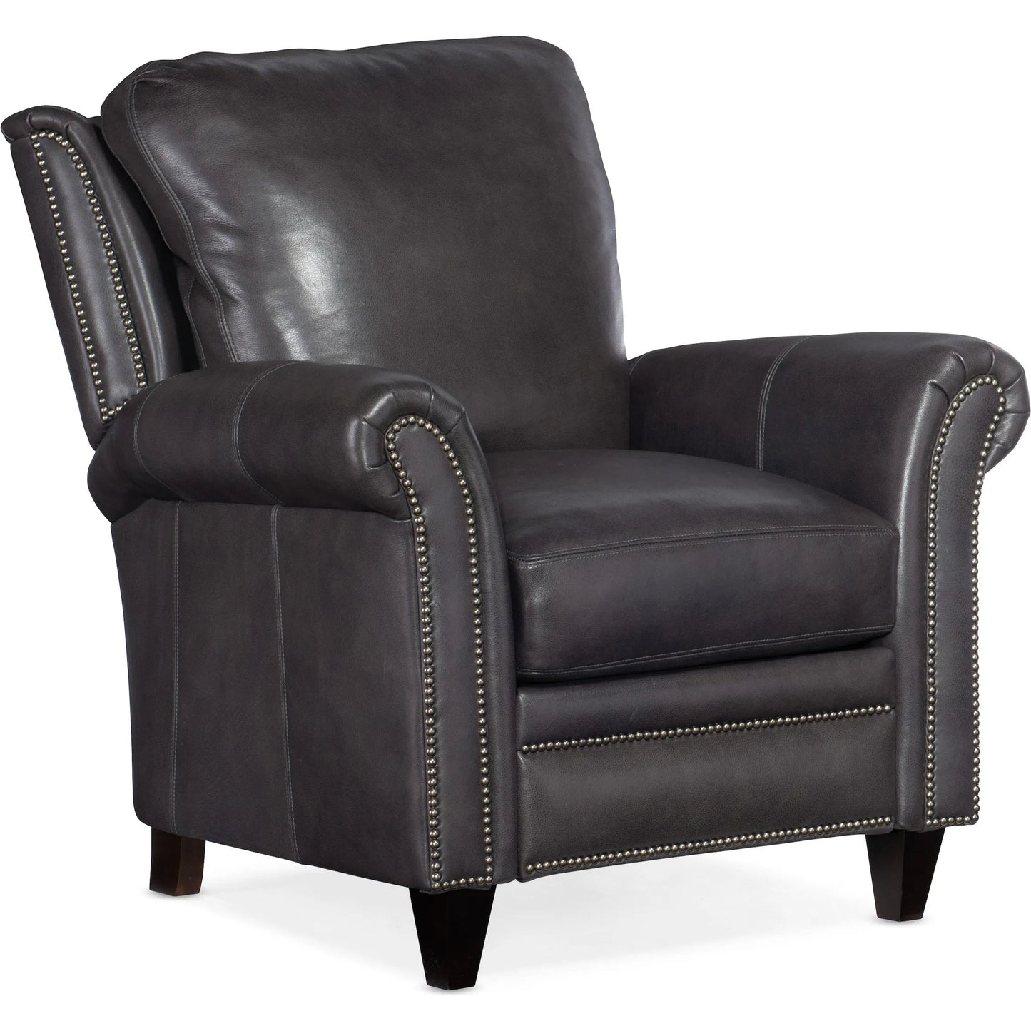 001 SI-2379449 | Primary Silo | Richardson High Leg Reclining Lounger by Bradington-Young by Hooker Furniture in charcoal and plantation. Made from leather in a unique style.
