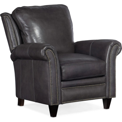 Richardson High Leg Reclining Lounger by Bradington-Young by Hooker Furniture in charcoal and plantation. Made from leather in a unique style.