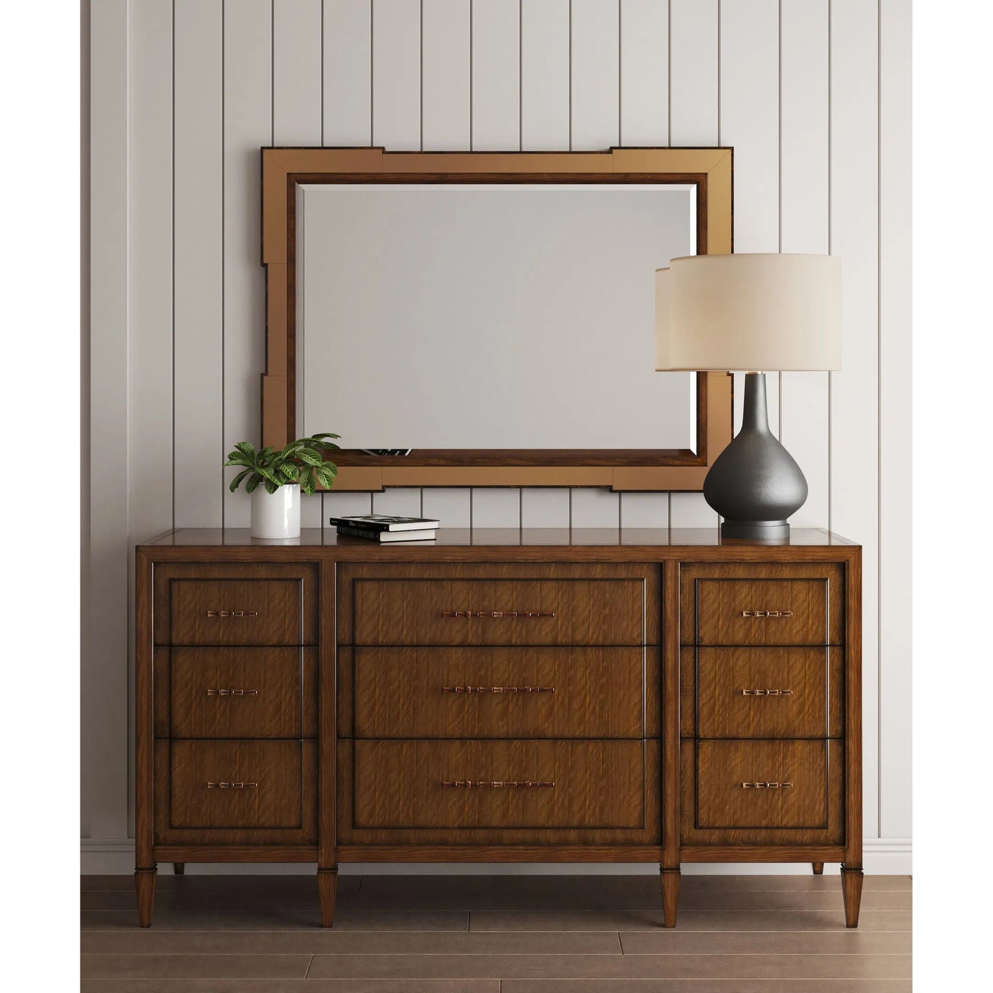 007 SI-2447918 | Lifestyle | Eave 9 Drawer Dresser by A.R.T. Furniture in hazelnut. Made from poplar, parawood solids, walnut veneer in a traditional style.
