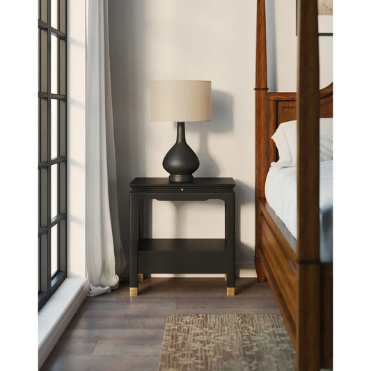 Eave Bedside Table by A.R.T. Furniture. Made from poplar, parawood solids in a unique style.