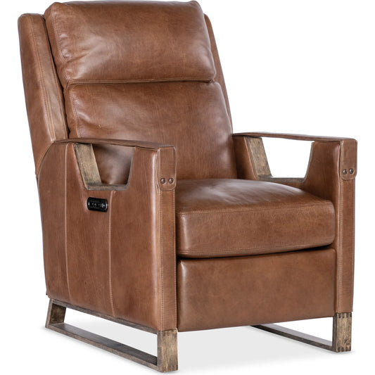 Relic Power Recliner with Power Headrest by Hooker Furniture in light wood. Made from unique in a unique style.