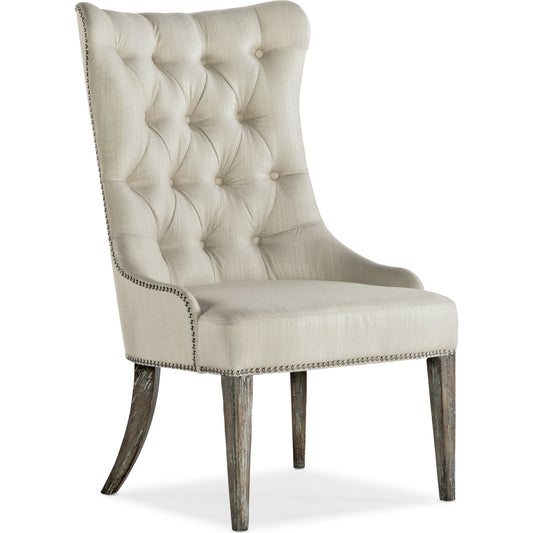 Sanctuary Hostesse Upholstered Chair (Set of 2) by Hooker Furniture in beige and le sable, metal diamond. Made from fabric in a traditional style.