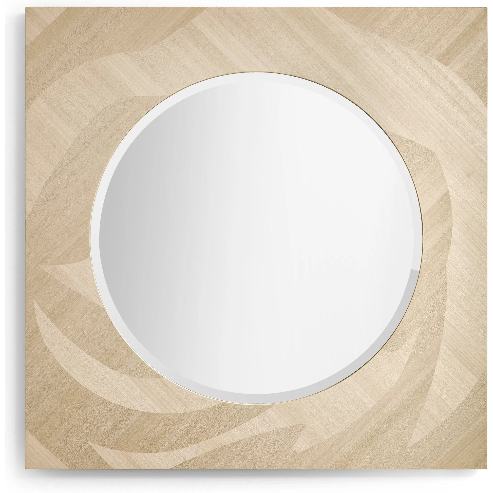 Tidepool Square Mirror by Jonathan Charles in beige and natural dyed koto. Made from koto veneer, mirror, sycamore solid wood in a transitional style.