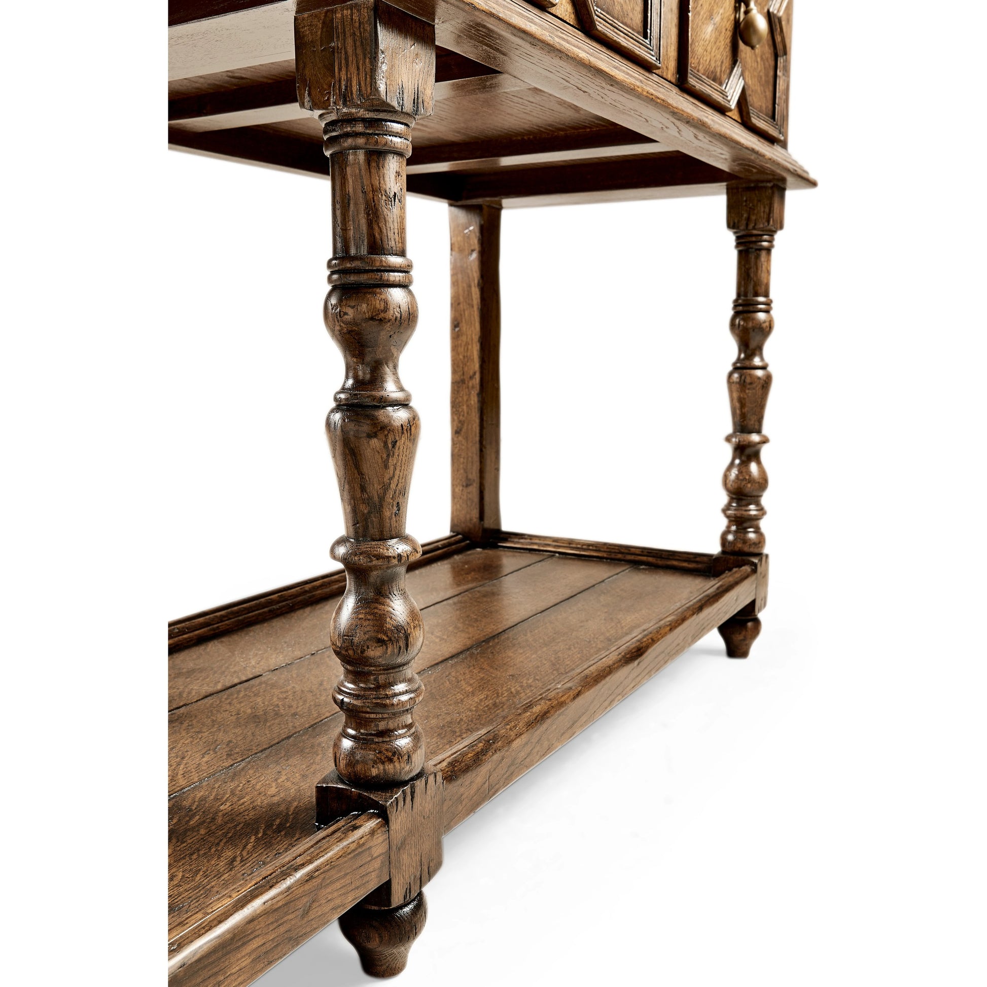 Country Farmhouse Tudor Style Dark Oak Buffet by Jonathan Charles in brown and dark brown tudor oak. Made from oak in a traditional style.