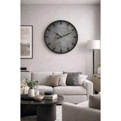 Ashford Industrial Concrete-Look Round Wall Clock 29.5 Inch Round by Zentique in concrete grey and grey. Made from metal in a unique style.