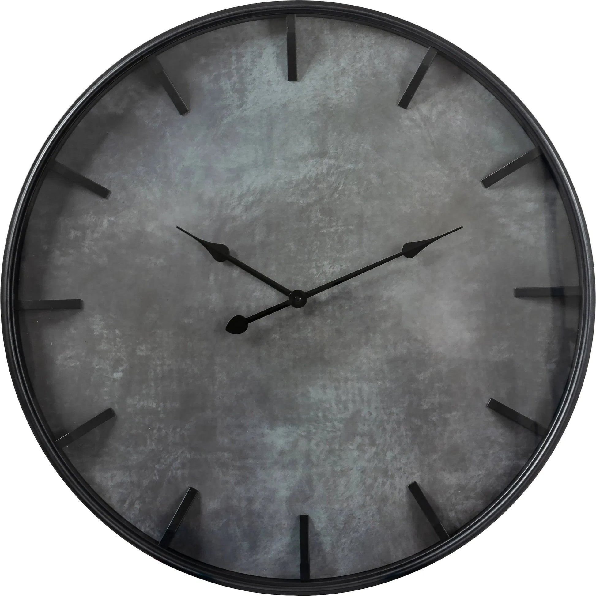 Ashford Industrial Concrete-Look Round Wall Clock 29.5 Inch Round by Zentique in concrete grey and grey. Made from metal in a unique style.