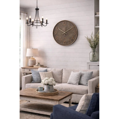 Briarcliff Industrial Bronze-Look Round Wall Clock – 19.7" by Zentique in bronze and bronze. Made from metal in a unique style.