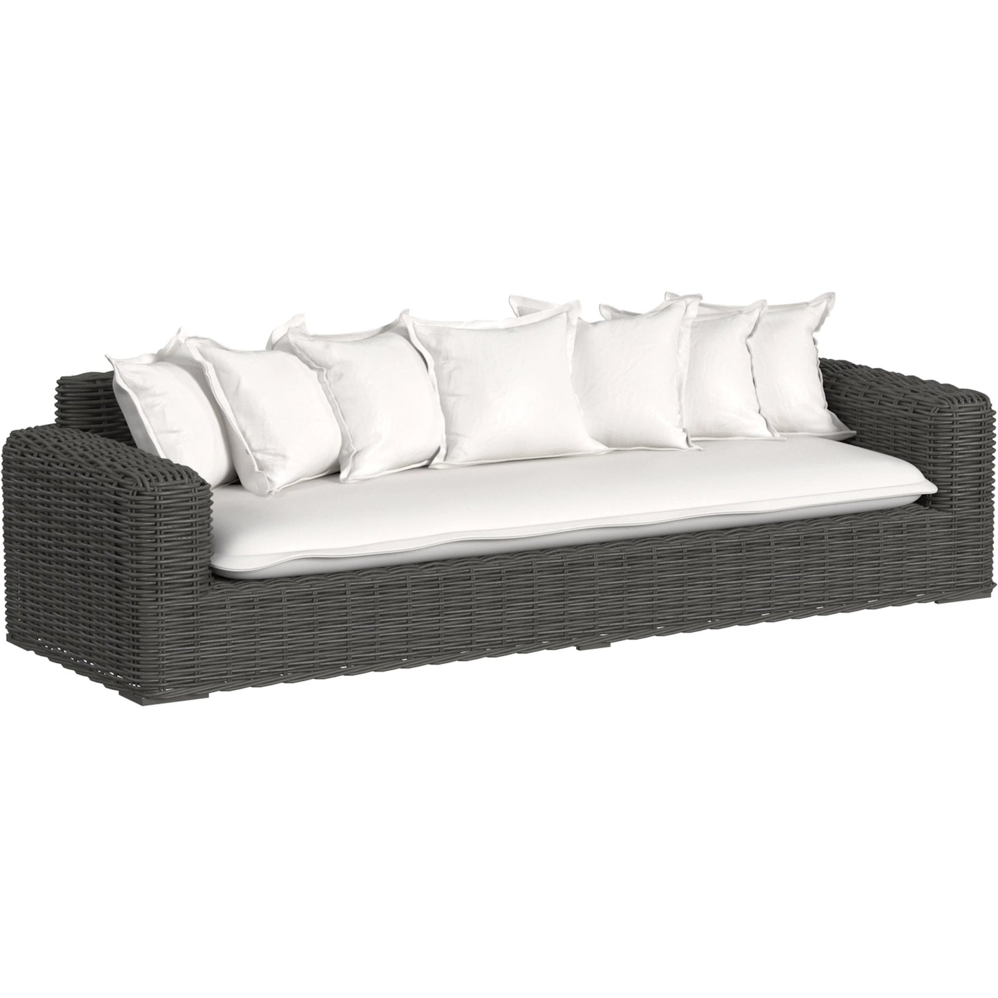 001 SI-2318700 | Primary Silo | Cabo Outdoor Sofa by Sunset West in dark wood. Made from resin wicker in a rustic style.