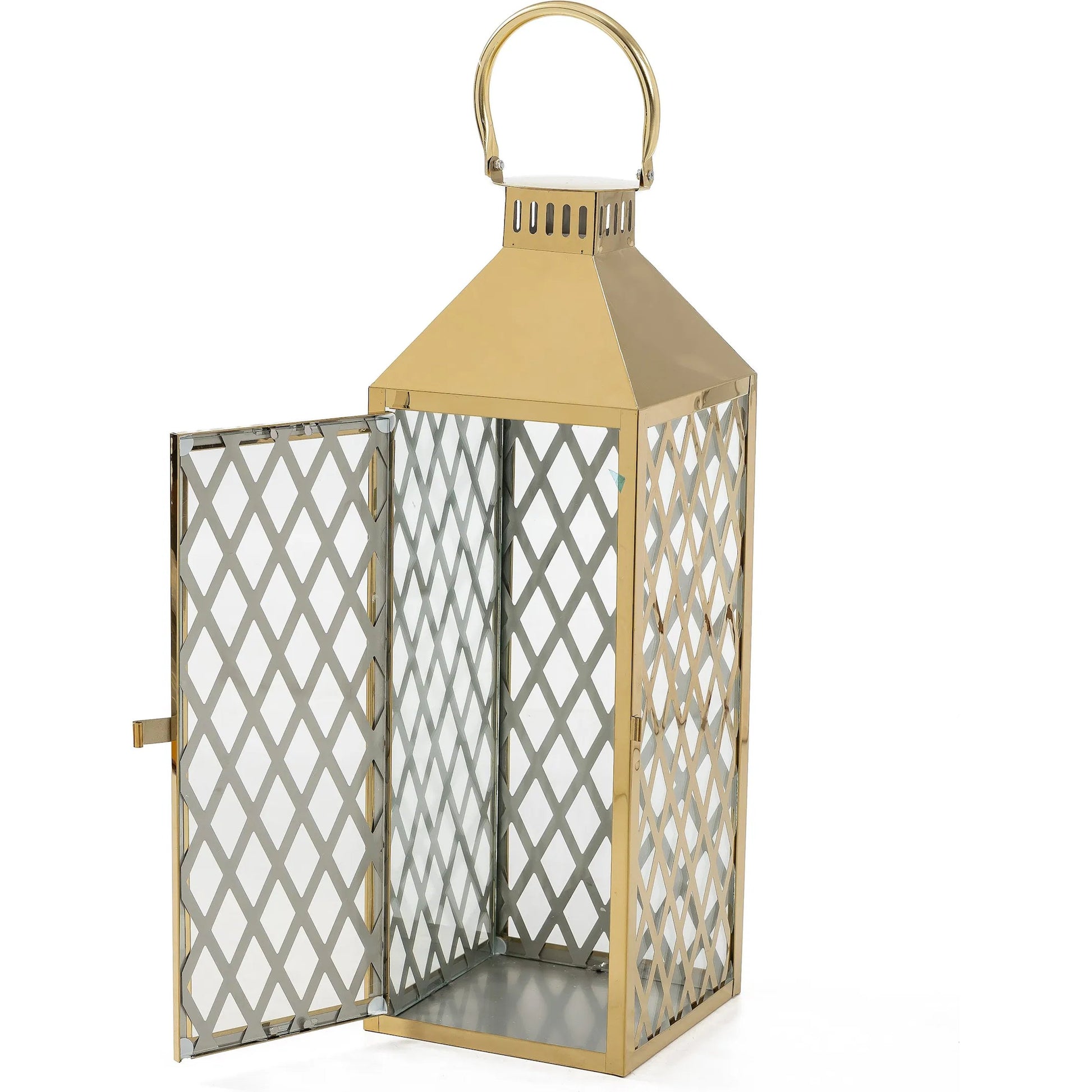 Etoile Glow Metal & Glass Lantern (Set of 3) by Zentique in distressed metal and brass. Made from iron, glass in a unique style.