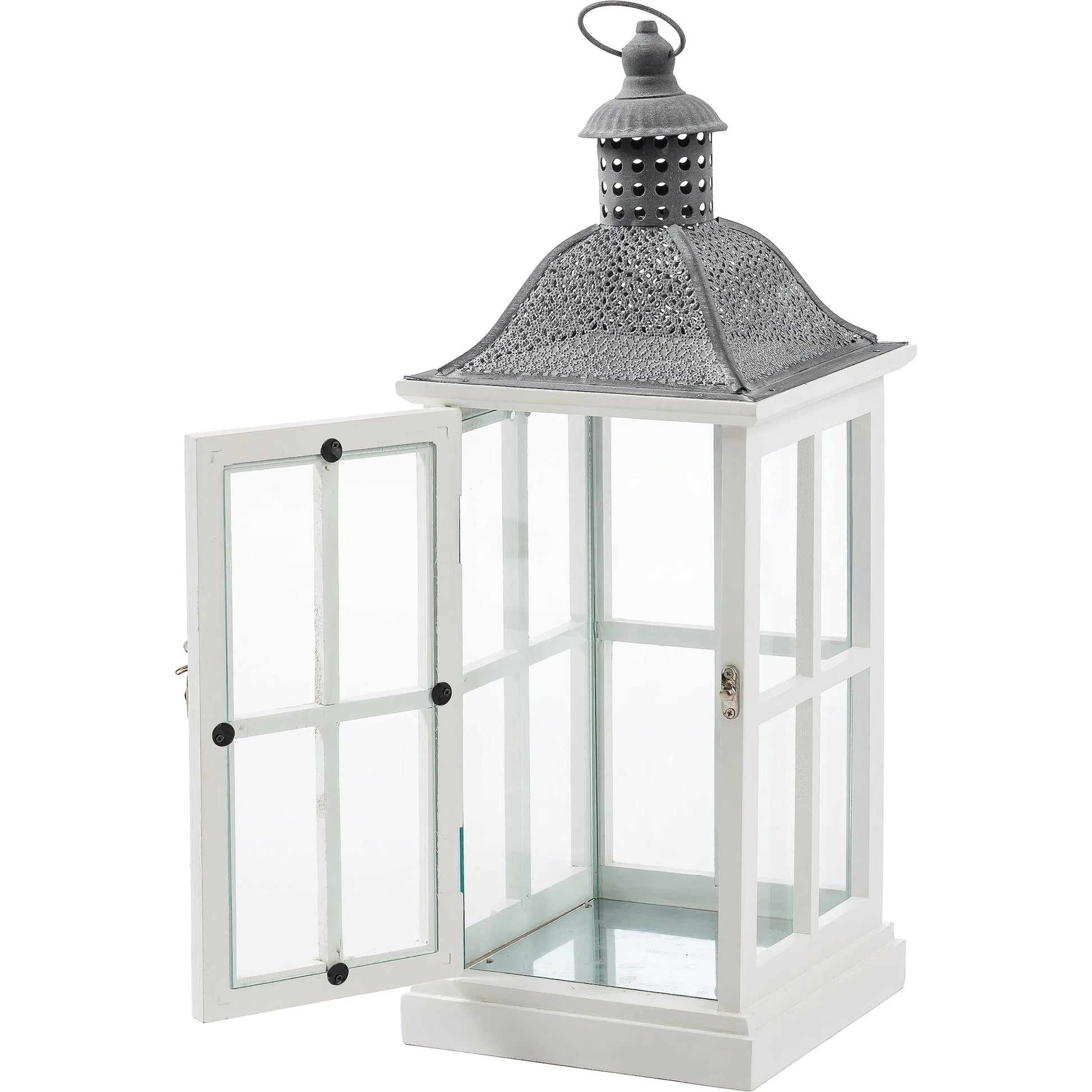 Elise White Lantern Set by Zentique in white and black. Made from wood in a unique style.
