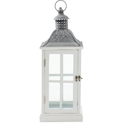 Elise White Lantern Set by Zentique in white and black. Made from wood in a unique style.