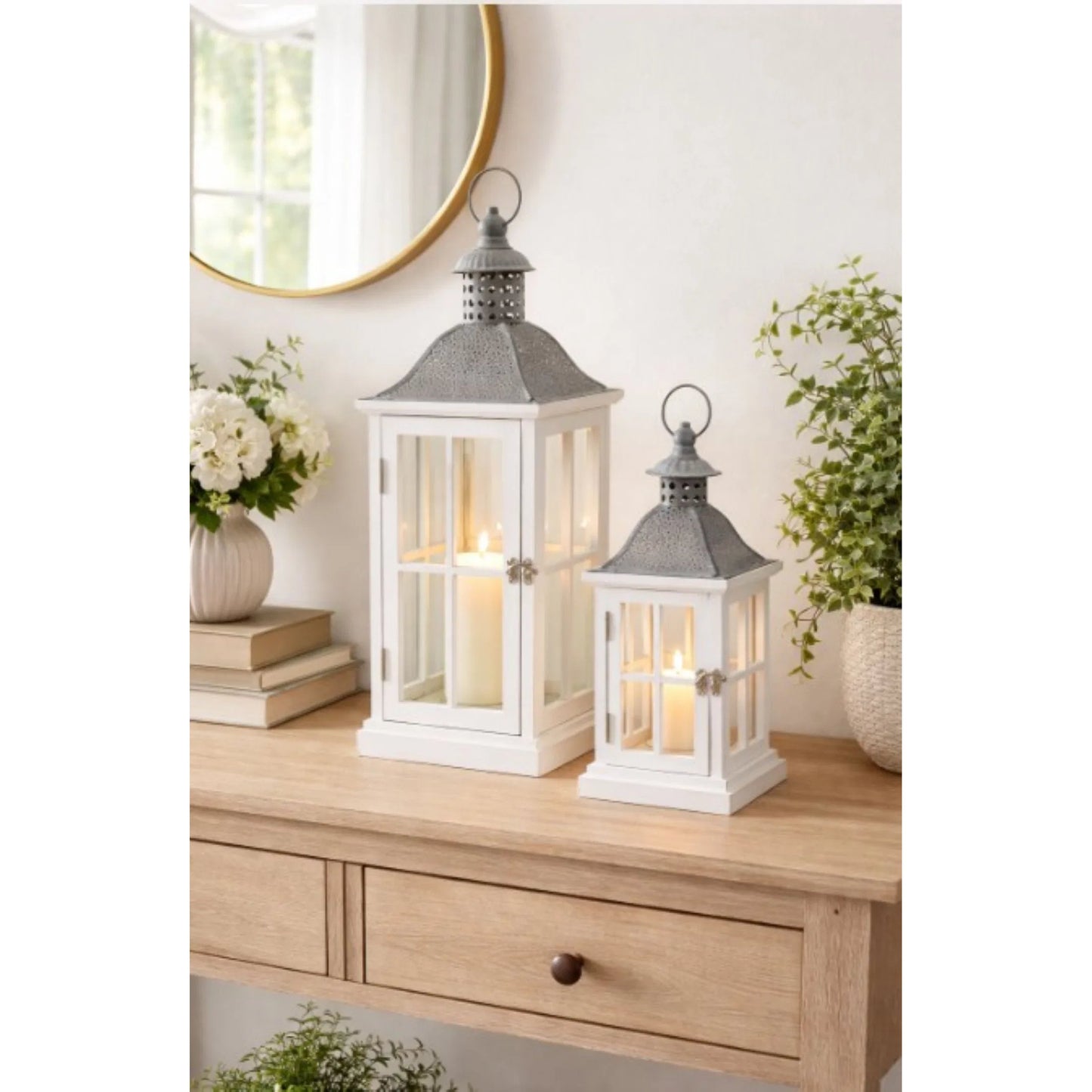 003 SI-2633383 | Additional Silo | Elise White Lantern Set by Zentique in white and black. Made from wood in a unique style.