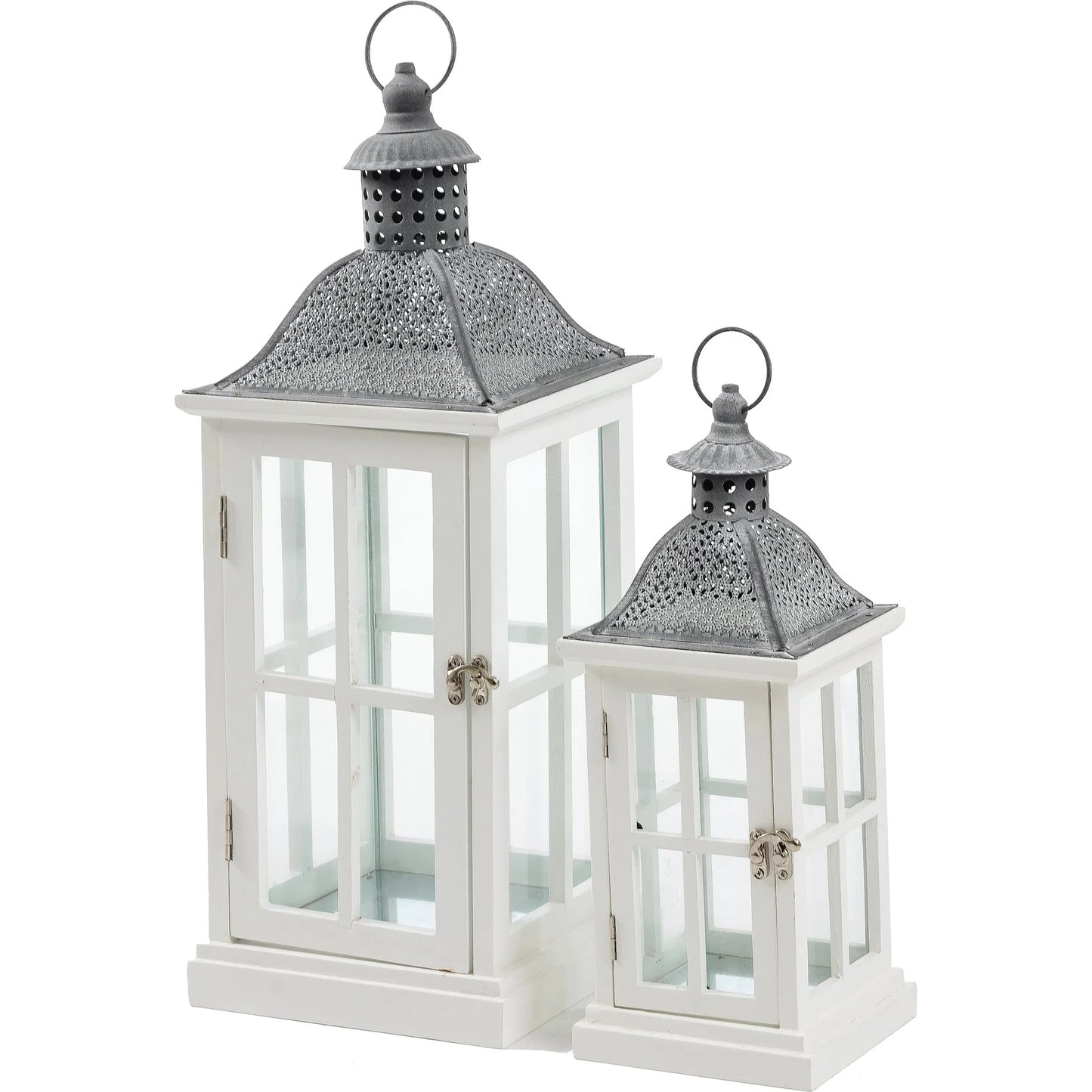 000 SI-2633383 | Primary Silo | Elise White Lantern Set by Zentique in white and black. Made from wood in a unique style.