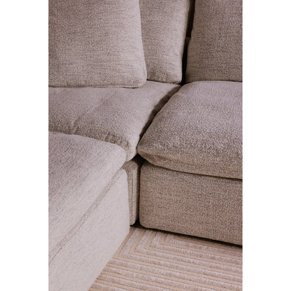 Clay Ottoman by Moe's Home Collection in coastside sand. Made from upholstery: neverfear™ fabric, 100% polyester, plywood frame, 50% feather, fibre blend channeled in a modern style.