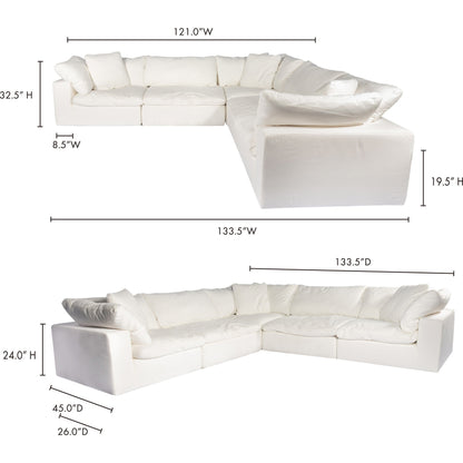 Clay Classic L Modular Sectional by Moe's Home Collection. Made from 100% polyester livesmart stain resistant fabric, feather-fiber blend channeled, plywood frame, 50% feather-fiber blend channeled, 50% feather, fibre blen