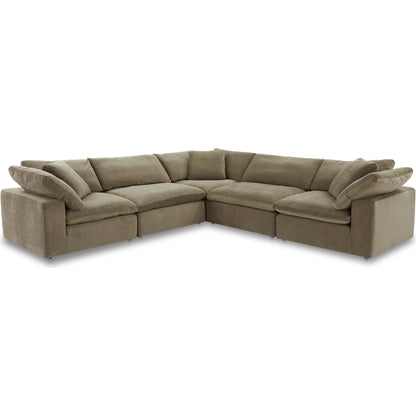 Clay Classic L Modular Sectional by Moe's Home Collection. Made from 100% polyester livesmart stain resistant fabric, feather-fiber blend channeled, plywood frame, 50% feather-fiber blend channeled, 50% feather, fibre ble