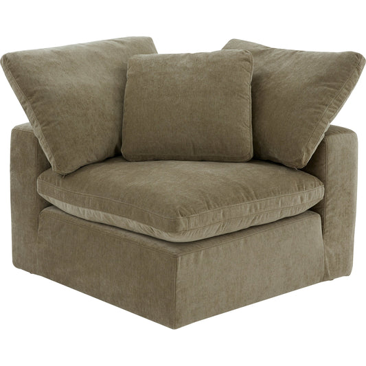 Terra Corner Chair by Moe's Home Collection in desert sage. Made from upholstery: 100% polyester resist performance fabric, plywood frame, 50% feather, fiber-fill, 20% feather in a modern style.