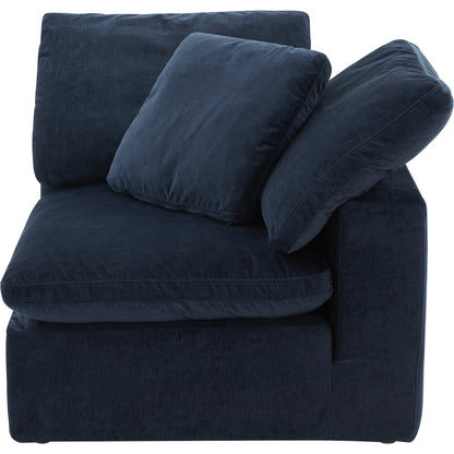 Terra Corner Chair by Moe's Home Collection in nocturnal sky. Made from upholstery: 100% polyester resist performance fabric, plywood frame, 50% feather, fiber-fill, 20% feather in a modern style.