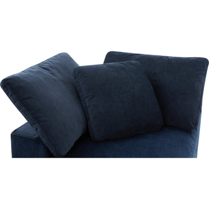 Terra Corner Chair by Moe's Home Collection in nocturnal sky. Made from upholstery: 100% polyester resist performance fabric, plywood frame, 50% feather, fiber-fill, 20% feather in a modern style.