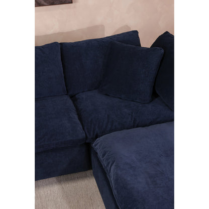 Terra Corner Chair by Moe's Home Collection in nocturnal sky. Made from upholstery: 100% polyester resist performance fabric, plywood frame, 50% feather, fiber-fill, 20% feather in a modern style.