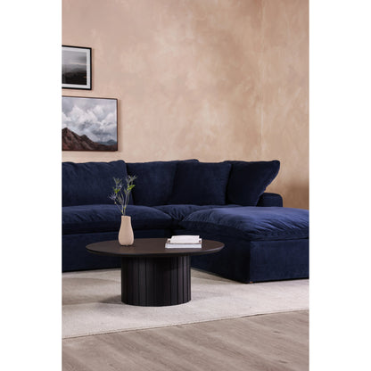 Terra Corner Chair by Moe's Home Collection in nocturnal sky. Made from upholstery: 100% polyester resist performance fabric, plywood frame, 50% feather, fiber-fill, 20% feather in a modern style.