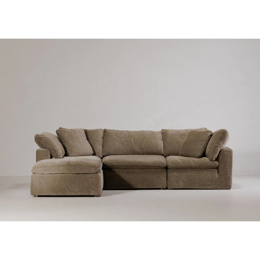 Terra Lounge Modular Sectional by Moe's Home Collection in desert sage. Made from upholstery: 100% polyester resist performance fabric, wood, plywood frame, 50% feather, fiber-fill, 20% feather in a modern style.