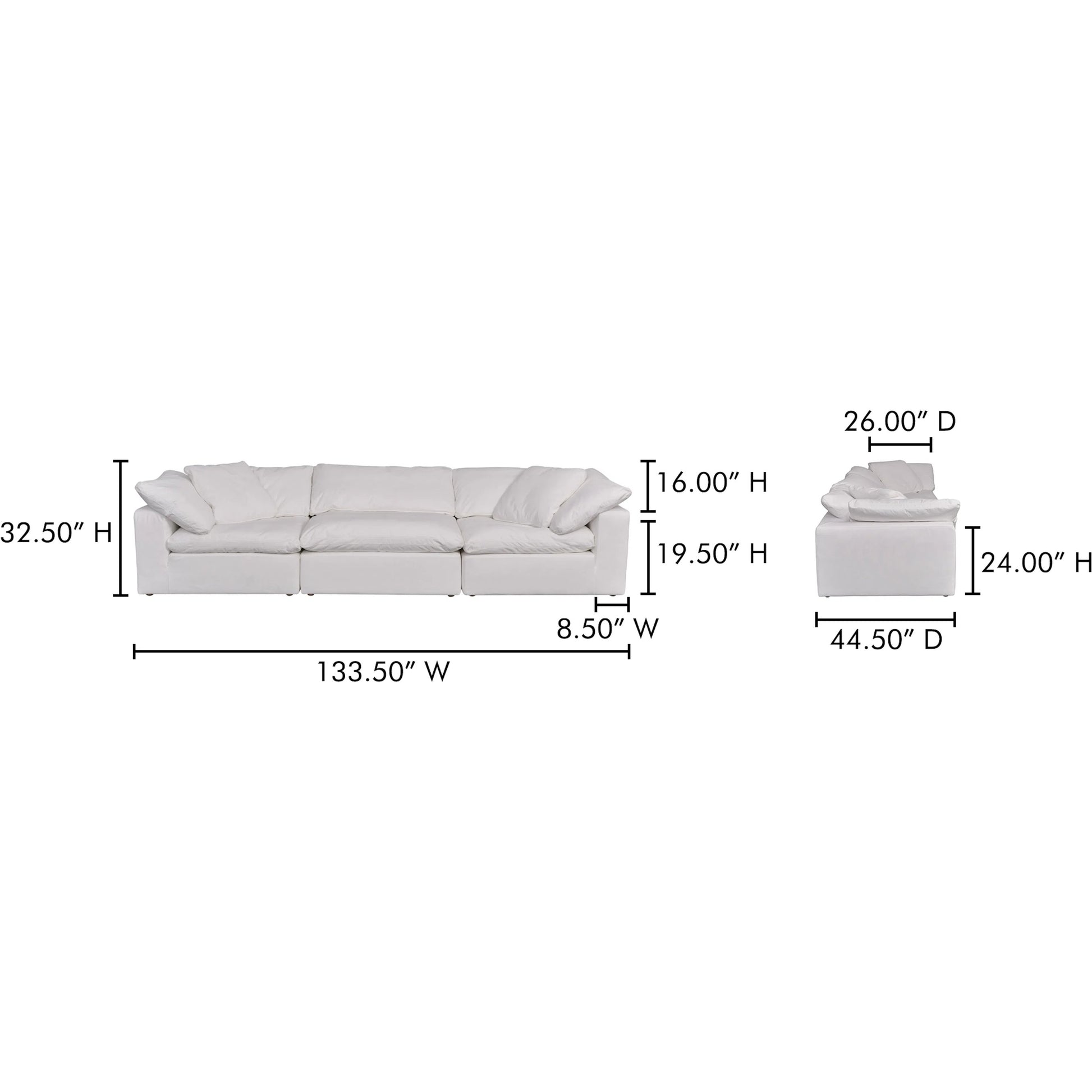 Clay Modular Sofa Performance Fabric by Moe's Home Collection. Made from upholstery: 100% polyester livesmart stain resistant fabric, wood, plywood frame, 50% feather, fill, 20% feather, fibre in a transitional style.