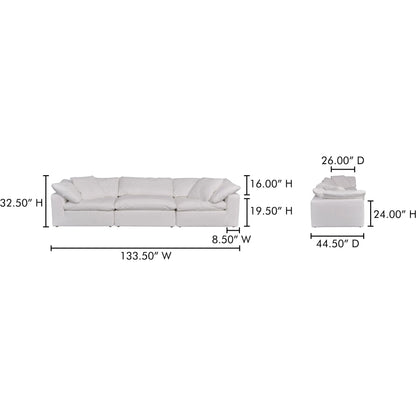 Clay Modular Sofa Performance Fabric by Moe's Home Collection. Made from upholstery: 100% polyester livesmart stain resistant fabric, wood, plywood frame, 50% feather, fill, 20% feather, fibre in a transitional style.
