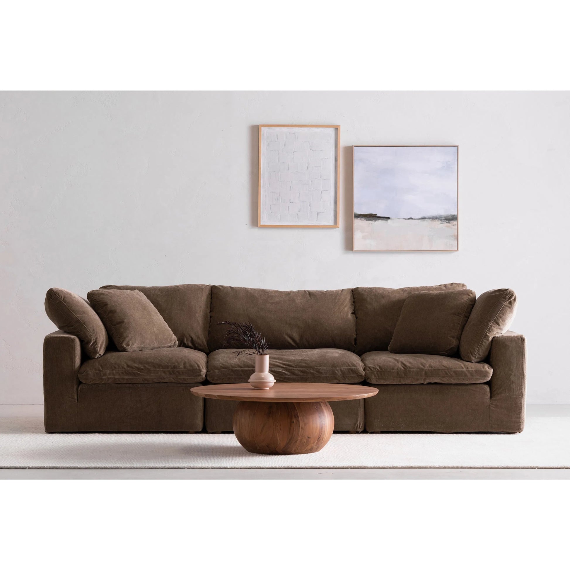 Clay Modular Sofa Performance Fabric by Moe's Home Collection. Made from upholstery: 100% polyester livesmart stain resistant fabric, wood, plywood frame, 50% feather, fill, 20% feather, fibre in a transitional style.