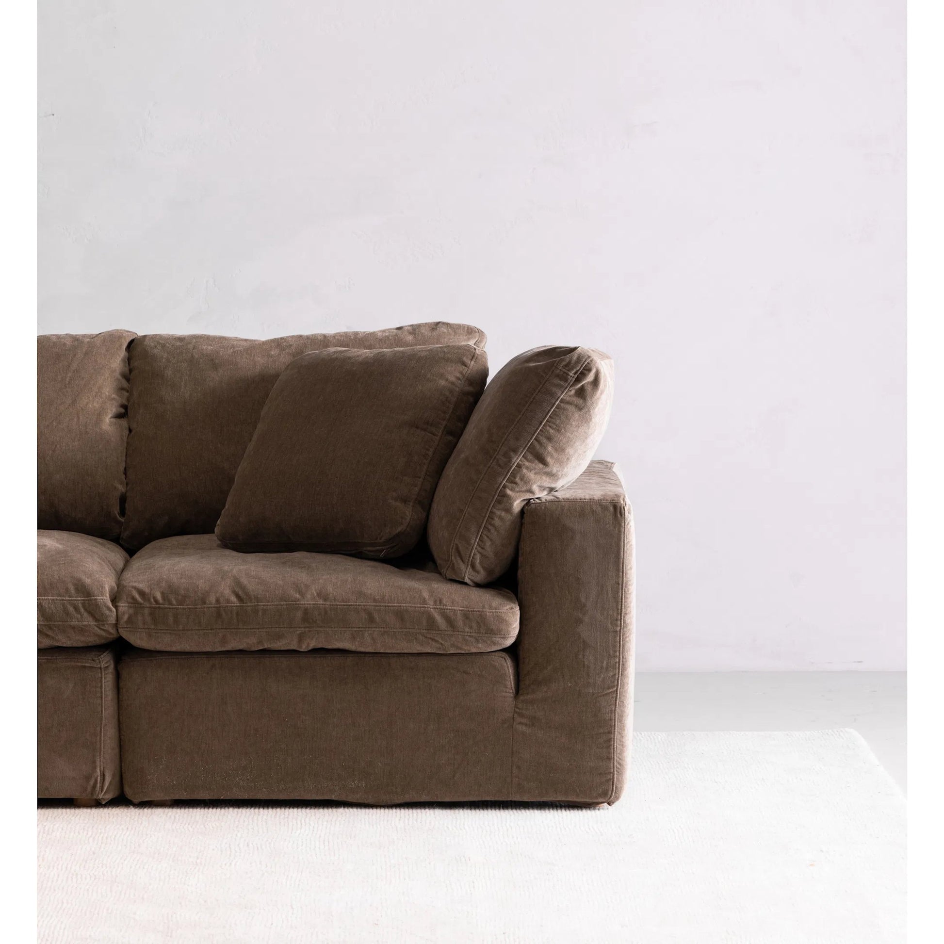 Clay Modular Sofa Performance Fabric by Moe's Home Collection. Made from upholstery: 100% polyester livesmart stain resistant fabric, wood, plywood frame, 50% feather, fill, 20% feather, fibre in a transitional style.