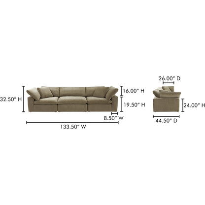 Clay Modular Sofa Performance Fabric by Moe's Home Collection. Made from upholstery: 100% polyester livesmart stain resistant fabric, wood, plywood frame, 50% feather, fill, 20% feather, fibre in a transitional style.