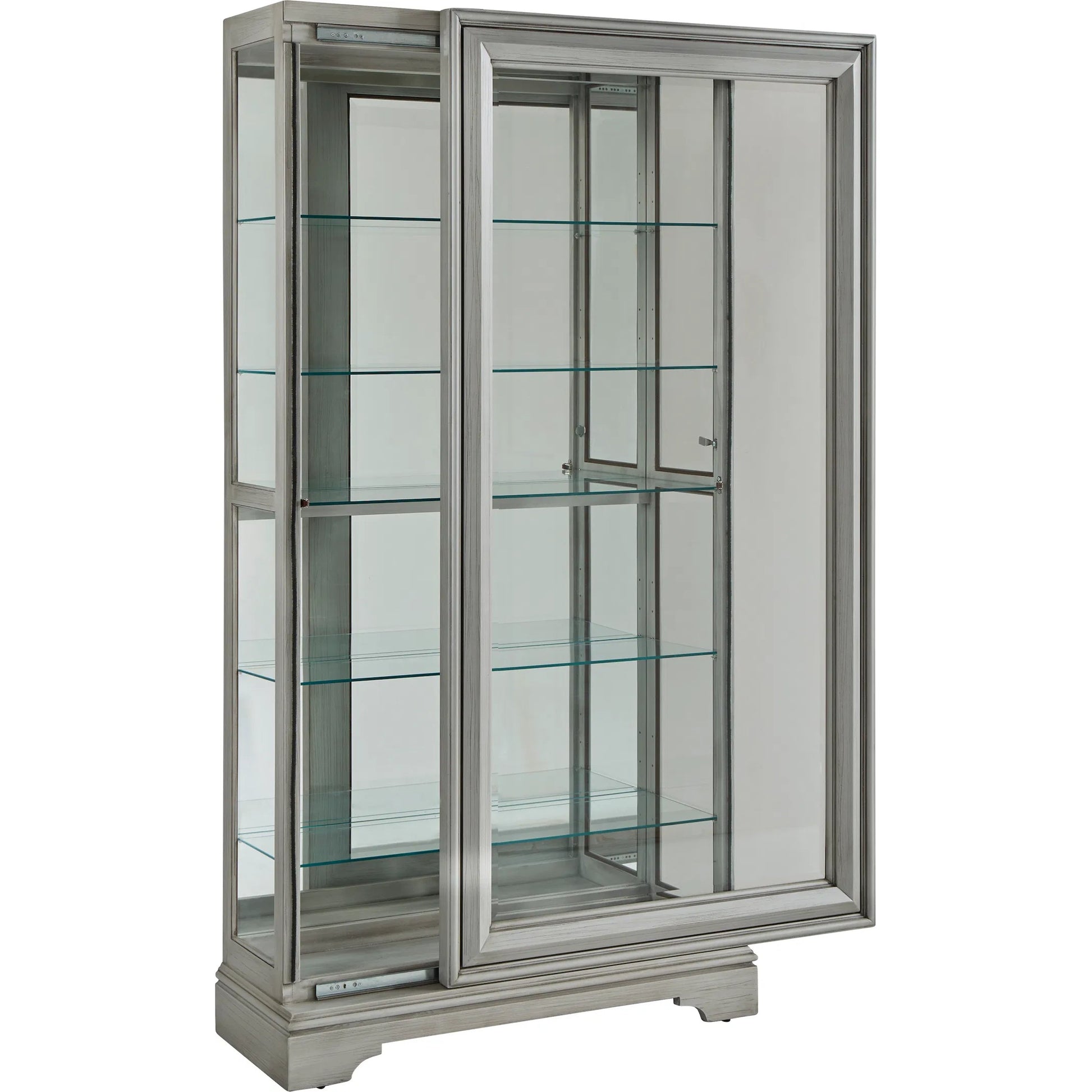 Traditional Sliding Door Curio by Pulaski Furniture in gray. Made from birch wood in a modern style.