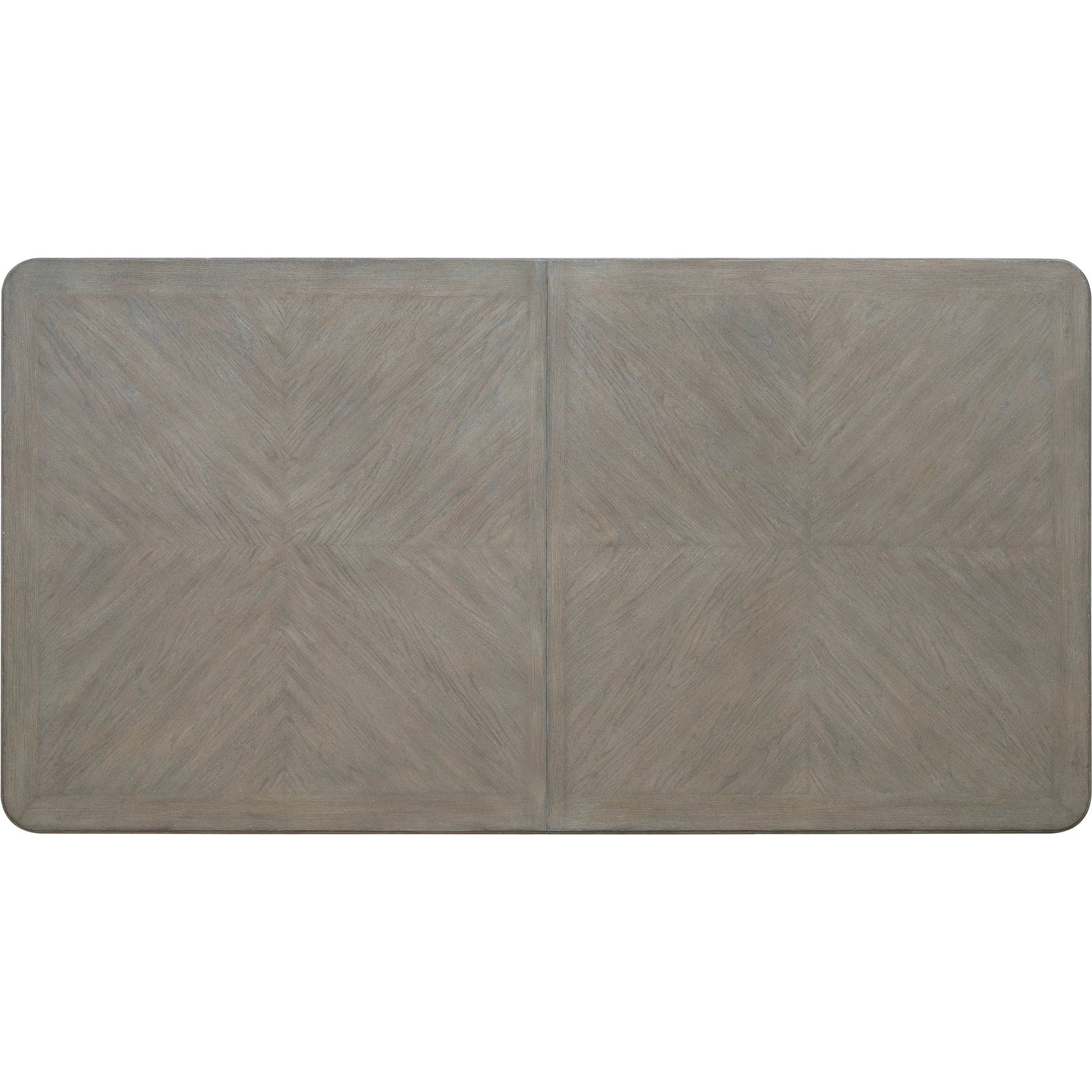 Abbotts Glen Trestle Dining Table by Pulaski Furniture in windmill grey. Made from split heart cathedral oak in a transitional style.