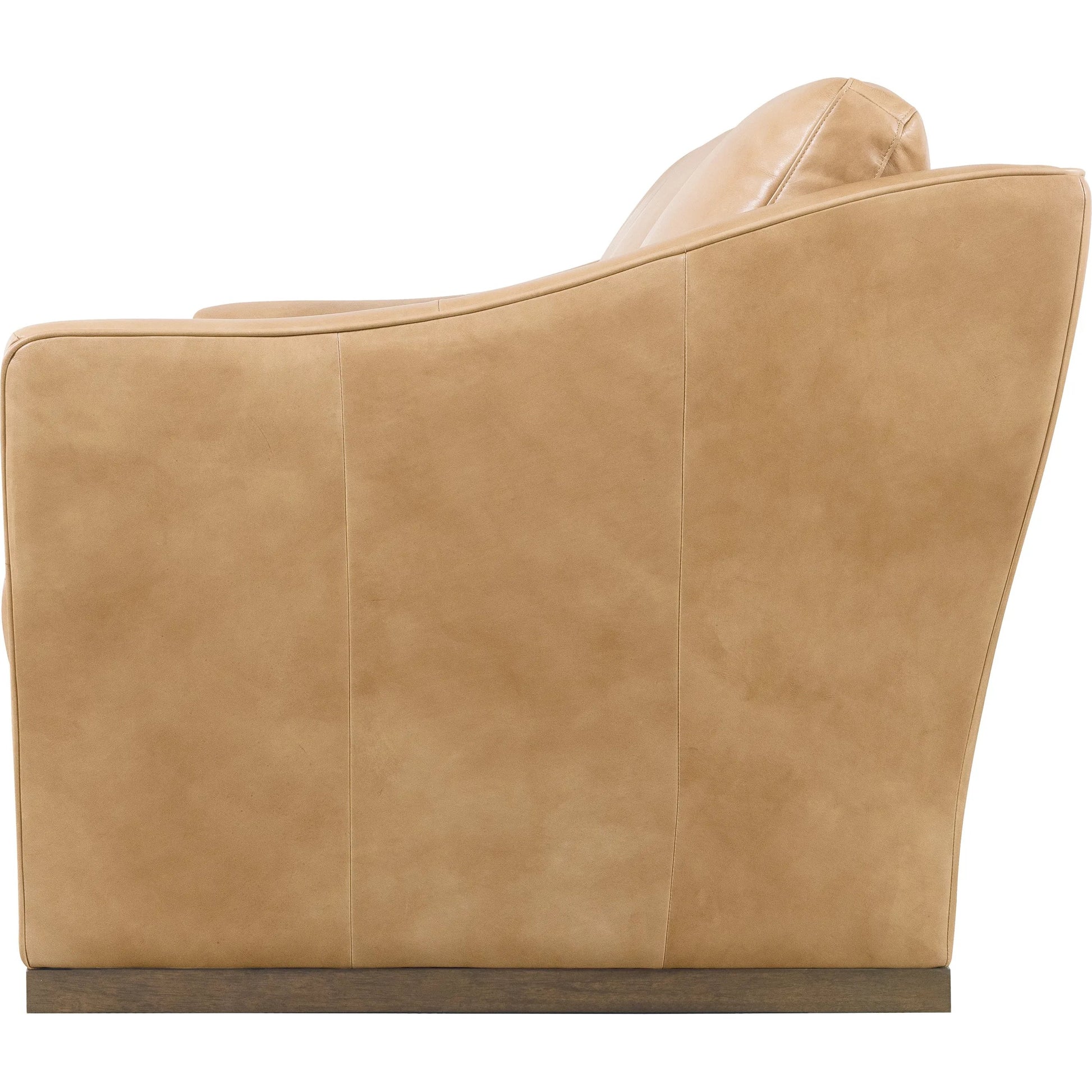 Fairfax Stationary Sofa by Hooker Furniture in dark wood. Made from leather in a traditional style.