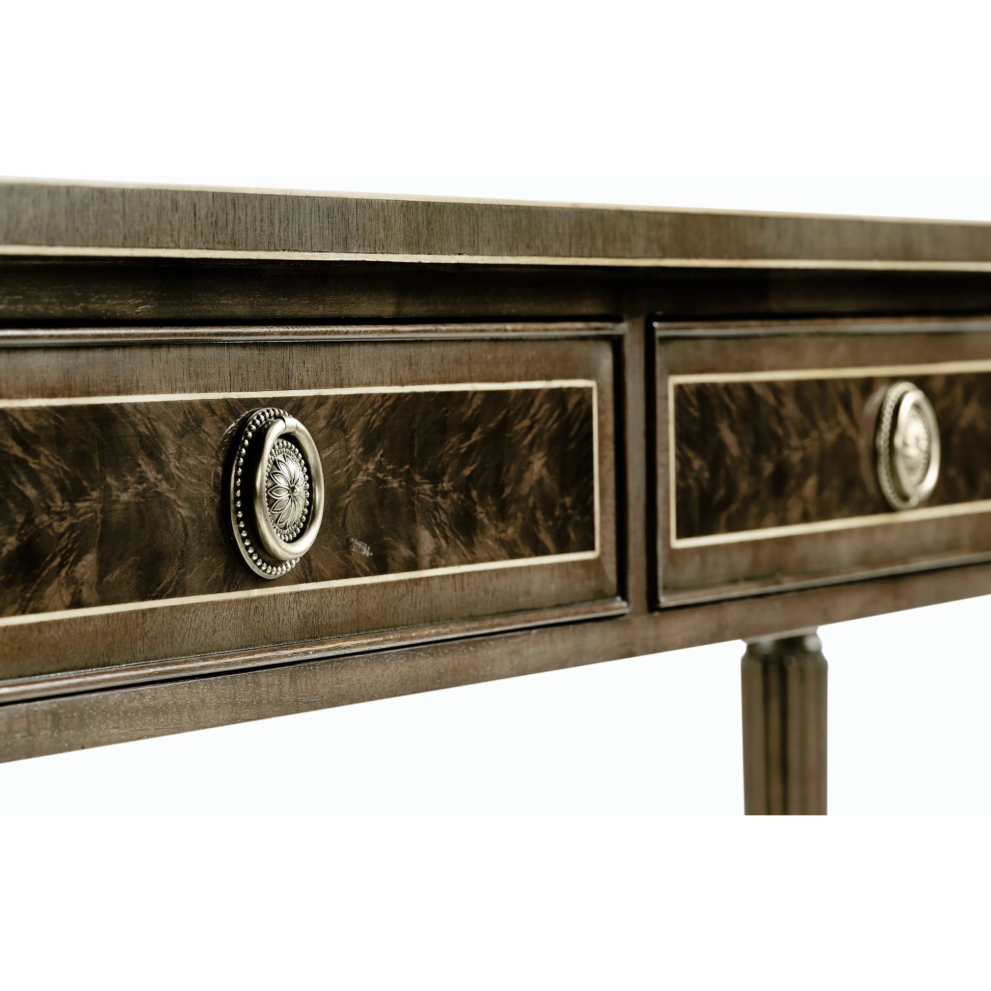 Buckingham Classic Regency Style Bleached Mahogany Console Table by Jonathan Charles in brown and bleached mahogany. Made from acacia in a traditional style.