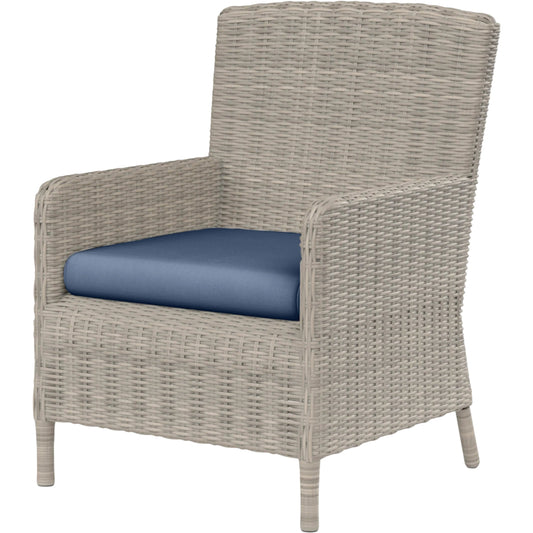 Manhattan Outdoor Dining Chair by Sunset West in grays. Made from resin wicker in a modern style.