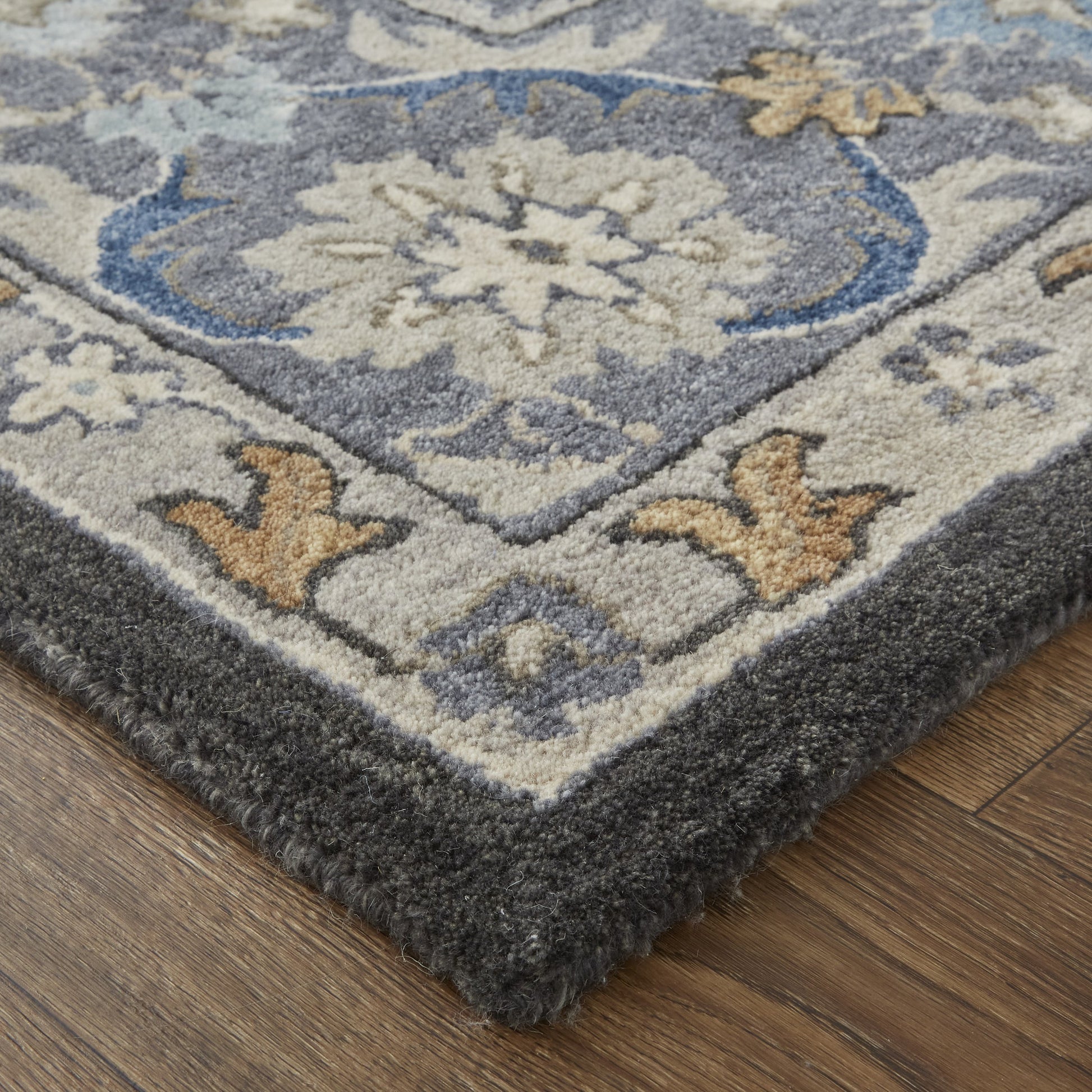 Rylan Transitional Oriental Rug - 8643F by Feizy in taupe, blue, ivory. Made from wool in a unique style.