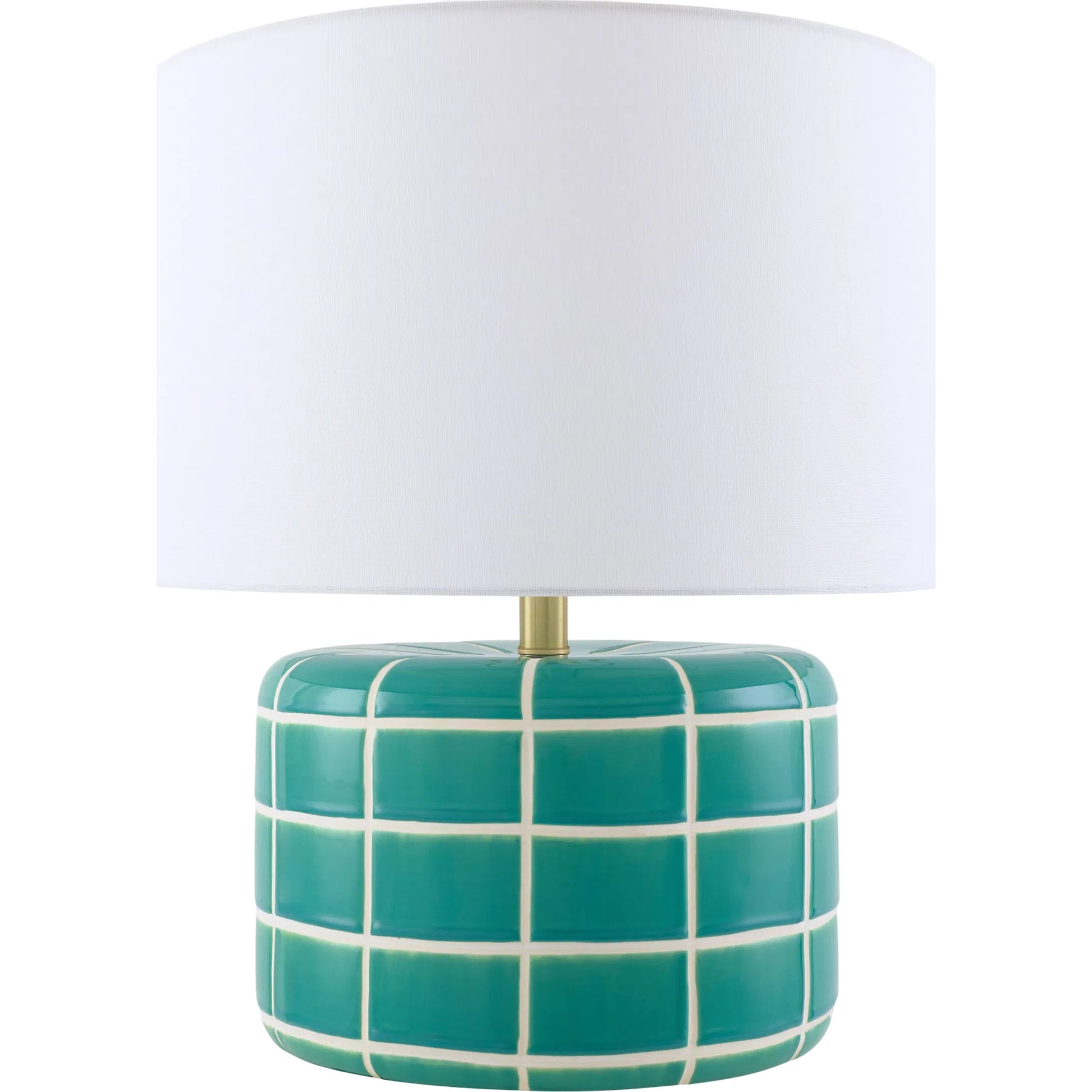Yake Accent Table Lamp by Surya in white, translucent, metallic gold. Made from iron, linen, polyester in a eclectic & global style.