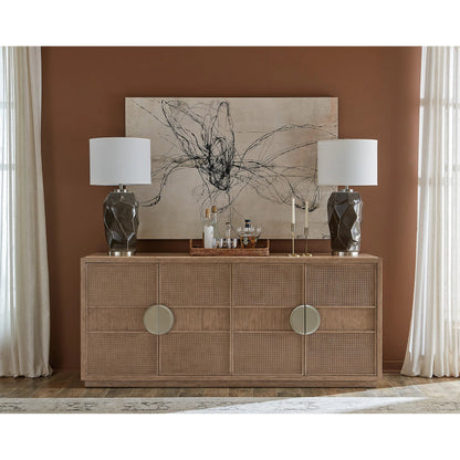 Sonnet Dining Credenza by Hooker Furniture in medium wood and wren. Made from unique in a transitional style.