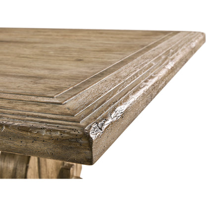 124" Sagehill Rectangular Trestle Table by Jonathan Charles in timberon grey oak. Made from oak in a traditional style.