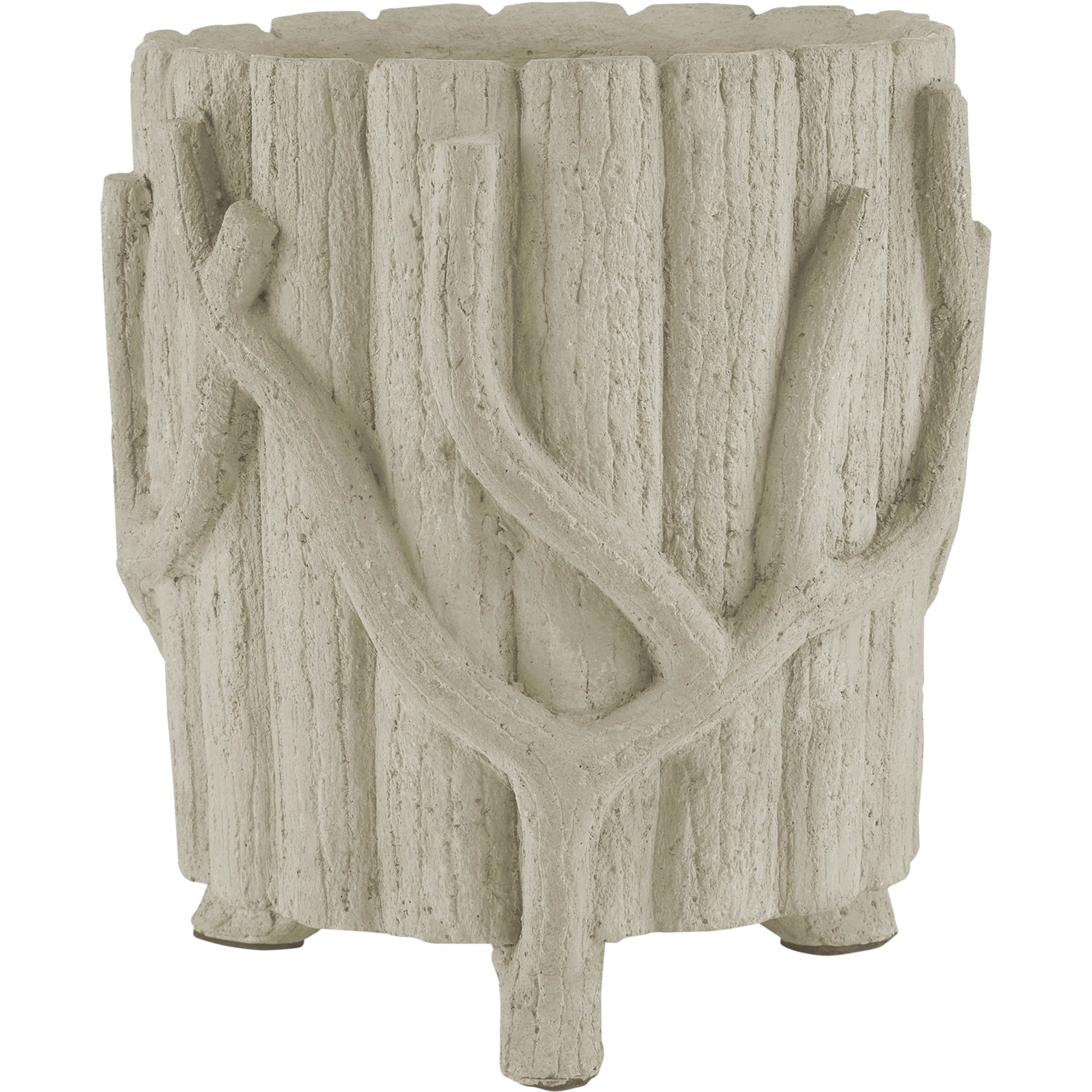 Faux Bois Planter by Currey and Company in portland, faux bois. Made from concrete, iron in a rustic style.