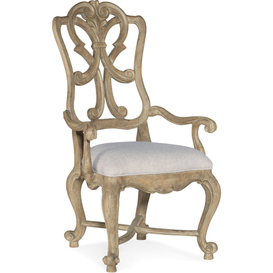 Castella Arm Chair (Set of 2) by Hooker Furniture in beige and antique slate, natural tan. Made from fabric in a traditional style.
