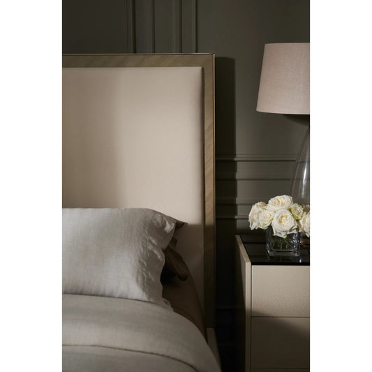 Anthology  Bed by Caracole in dry martini, brushed gold paint, brushed gold. Made from beech, koto in a unique style.